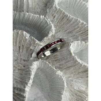 925 Sterling Silver Pink Spinel Band Ring Size 6