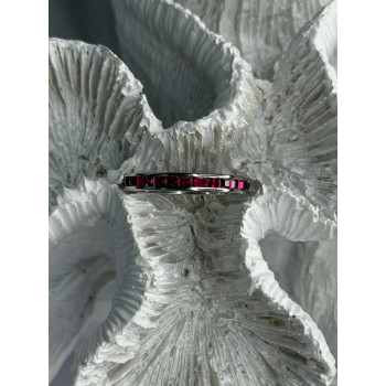 925 Sterling Silver Pink Spinel Band Ring Size 6