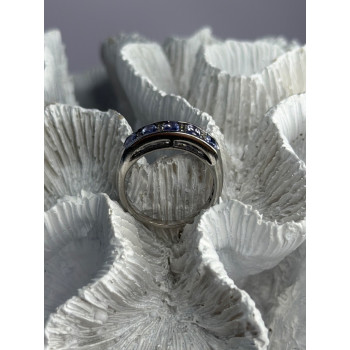 925 Sterling Silver Tanzanite & Diamond Ring Size 8