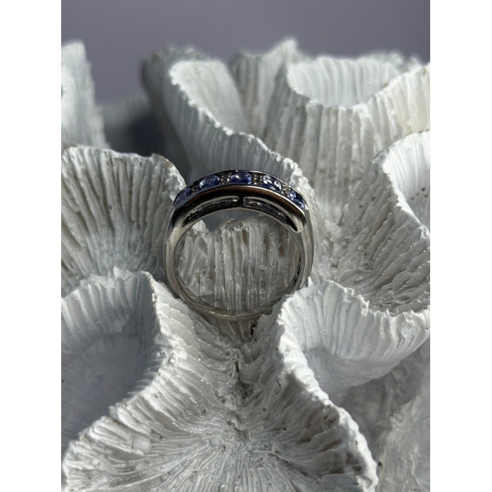 925 Sterling Silver Tanzanite & Diamond Ring Size 8