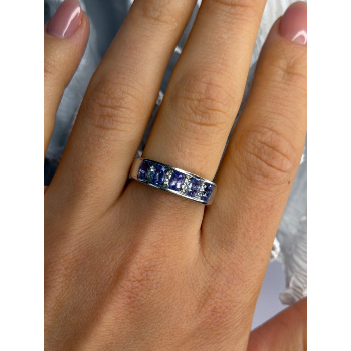 925 Sterling Silver Tanzanite & Diamond Ring Size 8