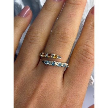 925 Sterling Silver Citrine & Topaz Ring Size 8