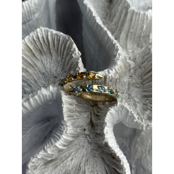 925 Sterling Silver Citrine & Topaz Ring Size 8