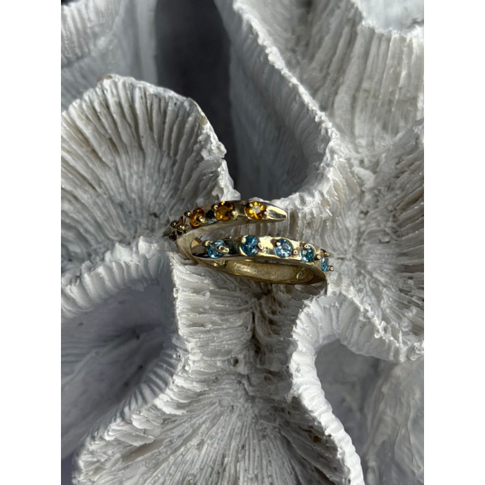 925 Sterling Silver Citrine & Topaz Ring Size 8