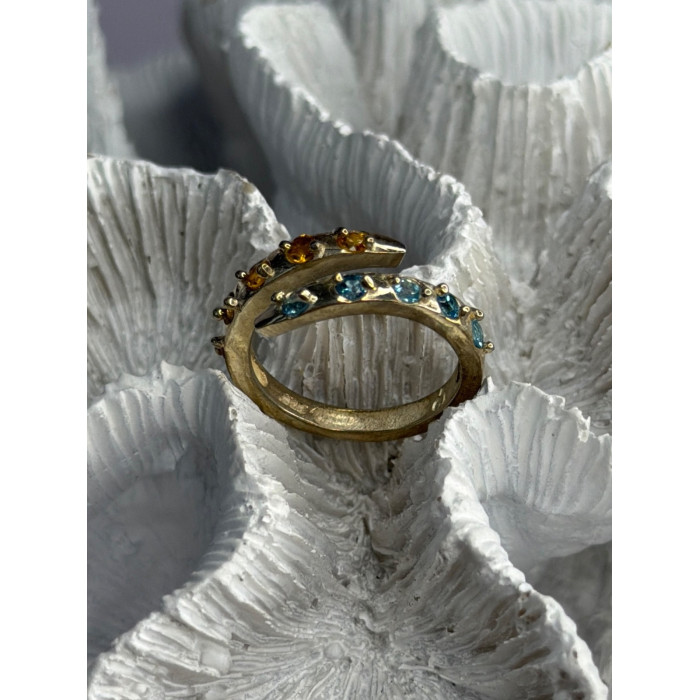925 Sterling Silver Citrine & Topaz Ring Size 8