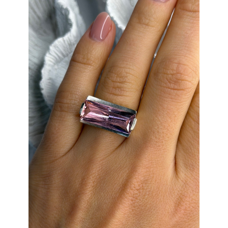 Unique 925 Sterling Silver Morganite Ring Size 7