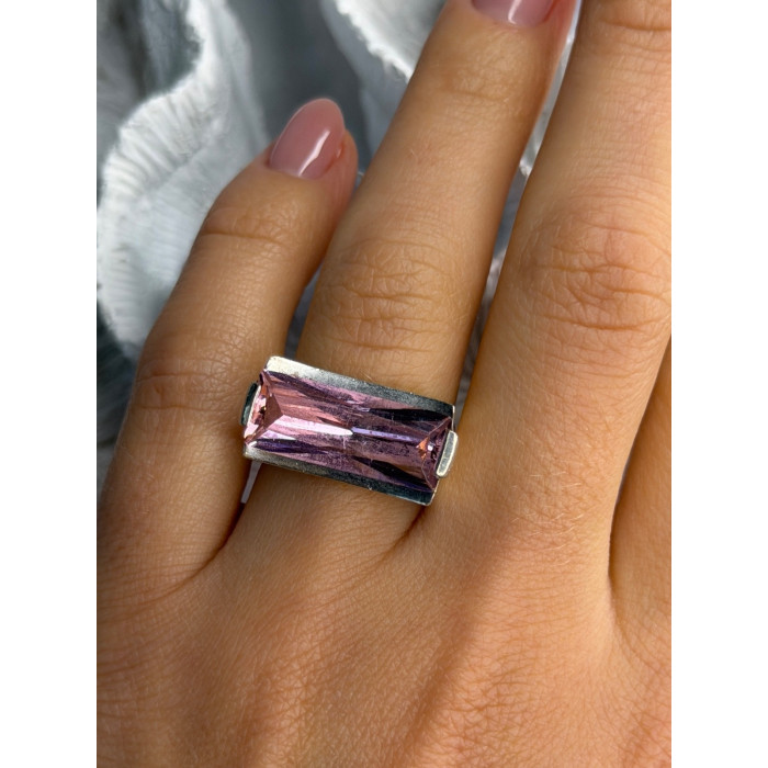 Unique 925 Sterling Silver Morganite Ring Size 7