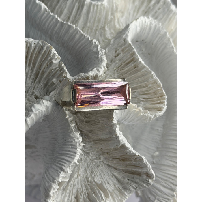 Unique 925 Sterling Silver Morganite Ring Size 7