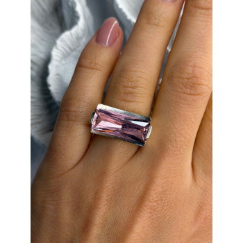 Unique 925 Sterling Silver Morganite Ring Size 7