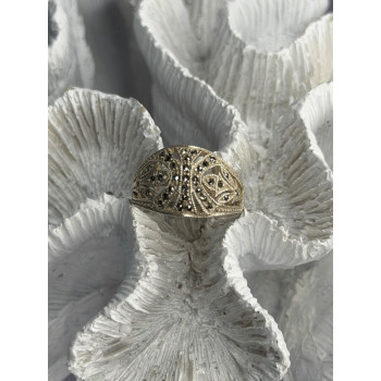 Vintage 925 Sterling Silver Marcasite Ring Size 10