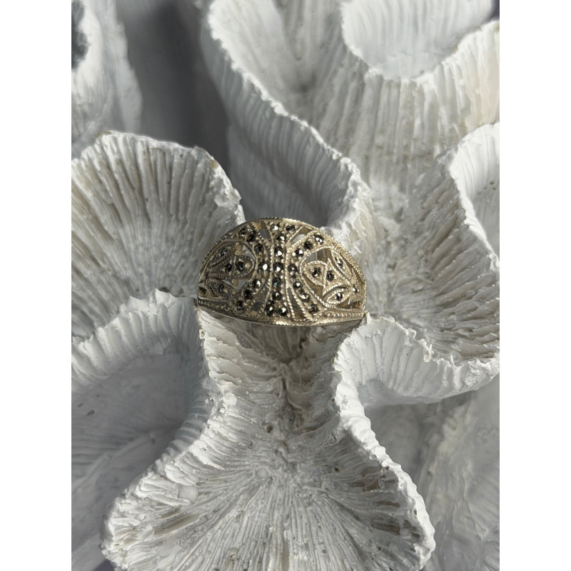 Vintage 925 Sterling Silver Marcasite Ring Size 10