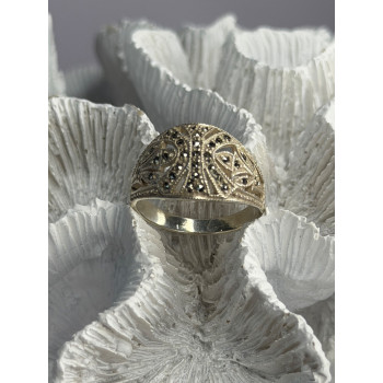 Vintage 925 Sterling Silver Marcasite Ring Size 10