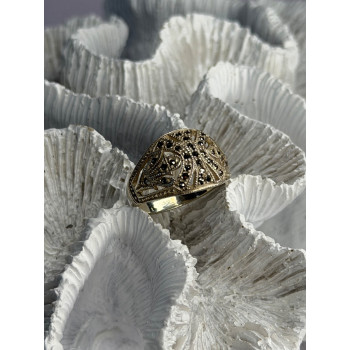 Vintage 925 Sterling Silver Marcasite Ring Size 10