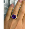 925 Sterling Silver Amethyst & Diamond Ring Size 7
