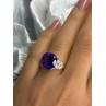 925 Sterling Silver Amethyst & Diamond Ring Size 7