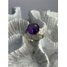 925 Sterling Silver Amethyst & Diamond Ring Size 7
