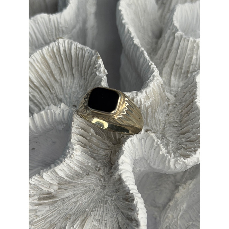 Vintage 925 Sterling Silver Onyx Ring Size 9