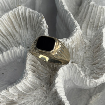 Vintage 925 Sterling Silver Onyx Ring Size 9