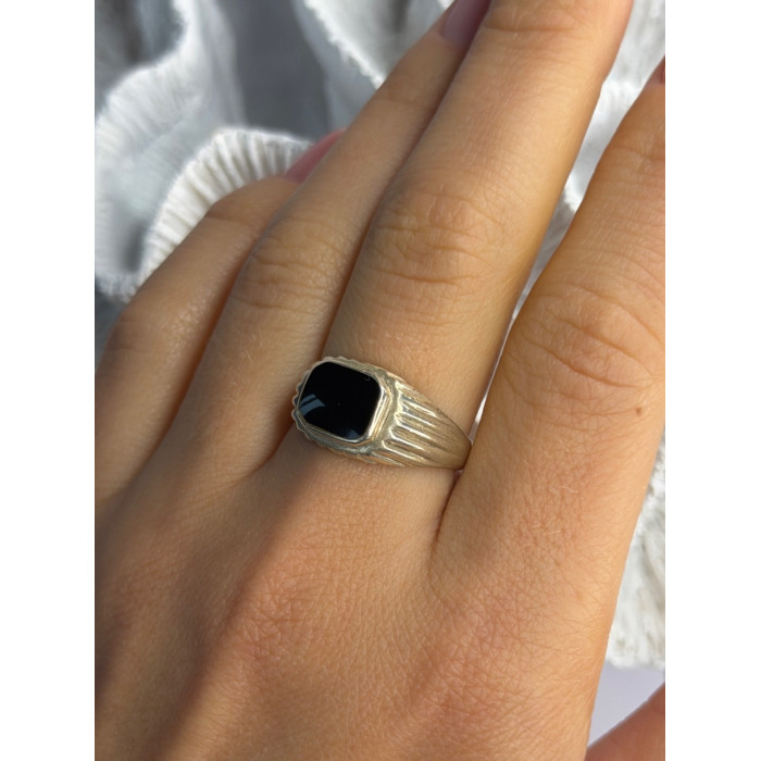 Vintage 925 Sterling Silver Onyx Ring Size 9