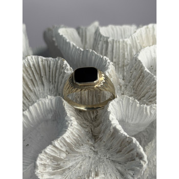 Vintage 925 Sterling Silver Onyx Ring Size 9