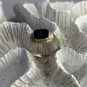 Vintage 925 Sterling Silver Onyx Ring Size 9