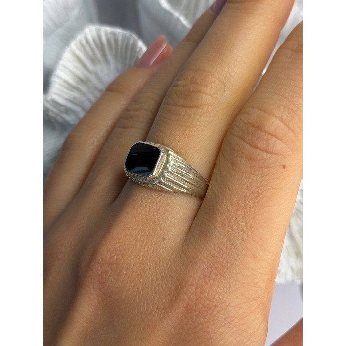Vintage 925 Sterling Silver Onyx Ring Size 9
