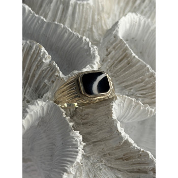 Vintage 925 Sterling Silver Onyx Ring Size 9