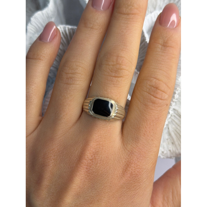 Vintage 925 Sterling Silver Onyx Ring Size 9