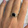 Vintage 925 Sterling Silver Onyx Ring Size 9