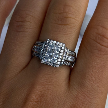 925 Sterling Silver Cz Ring Size 9