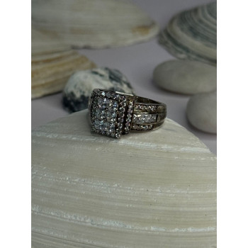 925 Sterling Silver Cz Ring Size 9