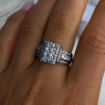 925 Sterling Silver Cz Ring Size 9
