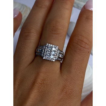 925 Sterling Silver Cz Ring Size 9