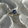 925 Sterling Silver Iolite & Diamond Ring Size 7