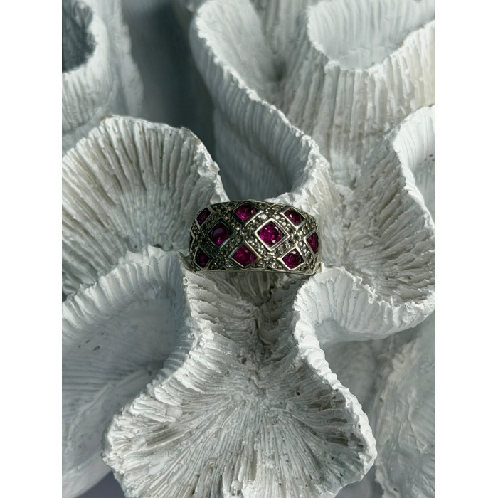 925 Sterling Silver Pink Topaz & Beryl Ring Size 5.5