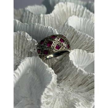 925 Sterling Silver Pink Topaz & Beryl Ring Size 5.5