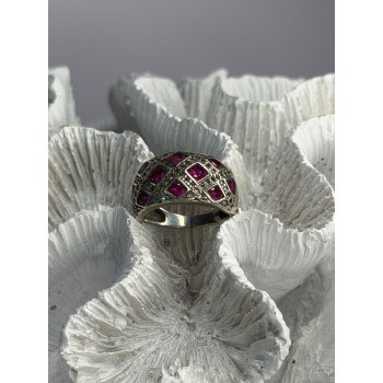 925 Sterling Silver Pink Topaz & Beryl Ring Size 5.5