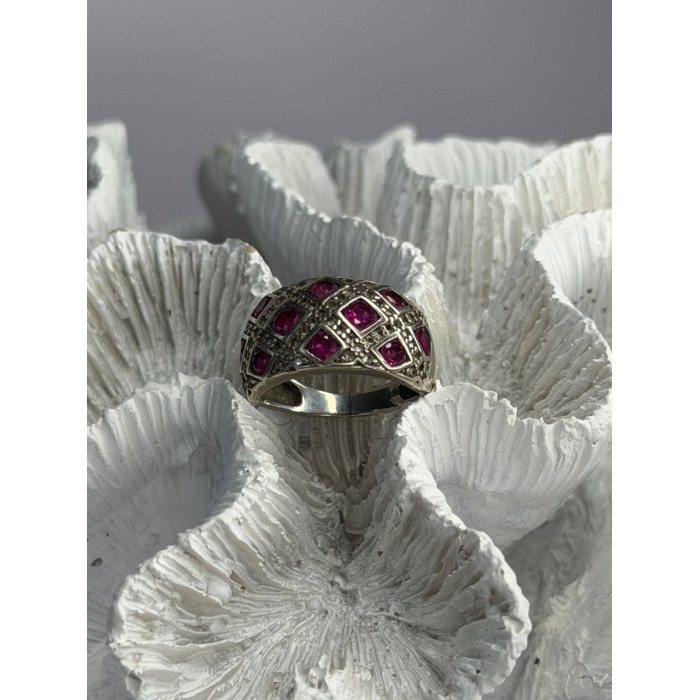 925 Sterling Silver Pink Topaz & Beryl Ring Size 5.5