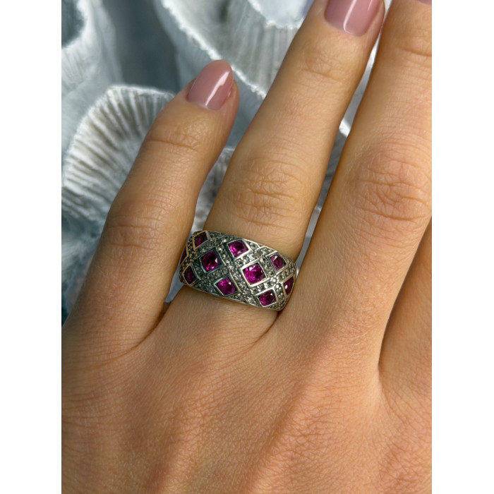 925 Sterling Silver Pink Topaz & Beryl Ring Size 5.5