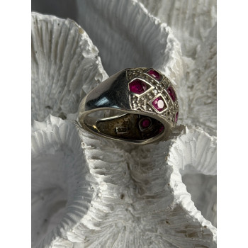 925 Sterling Silver Pink Topaz & Beryl Ring Size 5.5