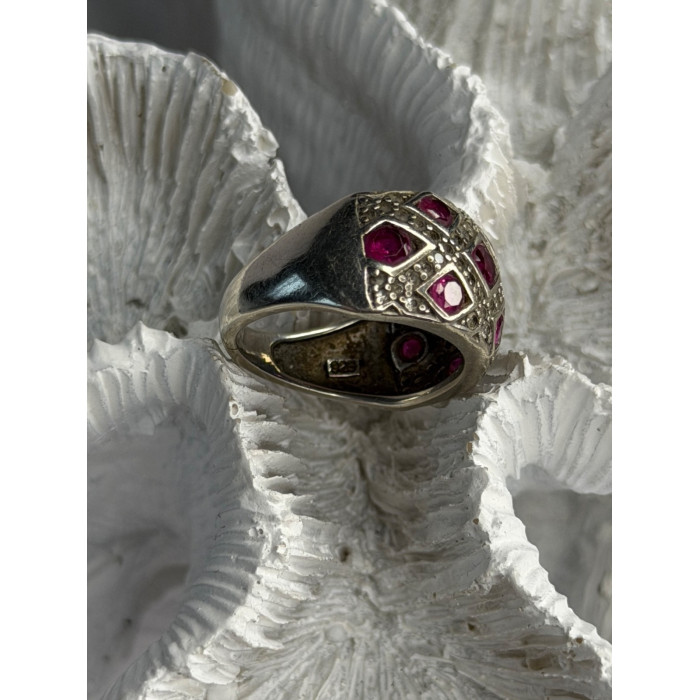 925 Sterling Silver Pink Topaz & Beryl Ring Size 5.5