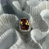 925 Sterling Silver Orange Crystal & Cz Ring Size 5