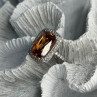 925 Sterling Silver Orange Crystal & Cz Ring Size 5