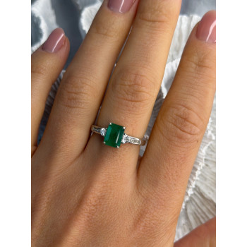 DJoy 925 Sterling Silver Emerald & Beryl Ring Size 8