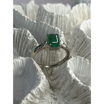 DJoy 925 Sterling Silver Emerald & Beryl Ring Size 8