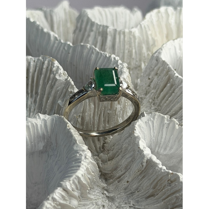 DJoy 925 Sterling Silver Emerald & Beryl Ring Size 8