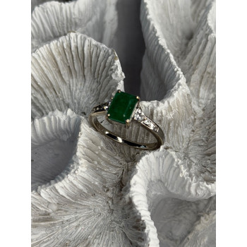 DJoy 925 Sterling Silver Emerald & Beryl Ring Size 8