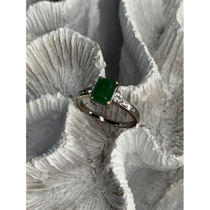 DJoy 925 Sterling Silver Emerald & Beryl Ring Size 8