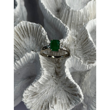 DJoy 925 Sterling Silver Emerald & Beryl Ring Size 8