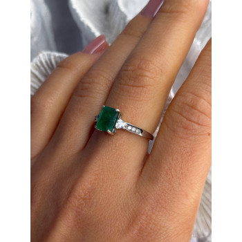 DJoy 925 Sterling Silver Emerald & Beryl Ring Size 8